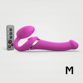 Ярко-розовый безремневой страпон Multi Orgasm Size M с клиторальной стимуляцией - Strap-on-me - купить с доставкой в Долгопрудном