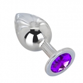 Большой плаг из стали с фиолетовым кристаллом Violet Dream - 9,5 см. - Erotic Fantasy - купить с доставкой в Долгопрудном