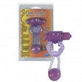 Фиолетовое эрекционное кольцо с вибропулей и стимулирующим хвостиком - Seven Creations - в Долгопрудном купить с доставкой