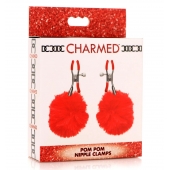 Красные зажимы на соски с помпонами Pom Pom - XR Brands - купить с доставкой в Долгопрудном