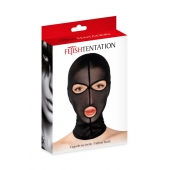 Черная сетчатая маска на голову с отверстиями для глаз и рта - Fetish Tentation - купить с доставкой в Долгопрудном