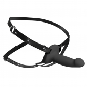 Черный полый страпон с вибрацией 2’’ Erection 28X Smooth Vibrating Silicone Penis Sheath - XR Brands - купить с доставкой в Долгопрудном