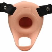 Телесный полый страпон 2  Erection 28X Smooth Vibrating Silicone Penis Sheath - 16 см. - XR Brands - купить с доставкой в Долгопрудном
