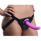Лиловый поясной страпон Navigator Silicone G-Spot Dildo with Harness - 17,8 см. - XR Brands - купить с доставкой в Долгопрудном