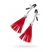 Зажимы на соски «Прищепки» с красными кисточками из замши - Pecado - купить с доставкой в Долгопрудном