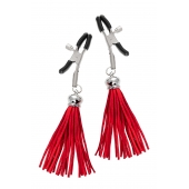 Зажимы на соски «Прищепки» с красными кисточками из замши - Pecado - купить с доставкой в Долгопрудном