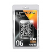 Прозрачная насадка с объёмными чёрточками STAY HARD COCK SLEEVE 06 CLEAR - Blush Novelties - в Долгопрудном купить с доставкой