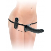 Черный страпон с вагинальной пробкой Deluxe Vibrating Penetrix Strap-On - 19 см. - Pipedream - купить с доставкой в Долгопрудном