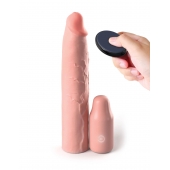 Телесная вибронасадка на член 3  Vibrating Mega X-tension with Remote - 22,9 см. - Pipedream - в Долгопрудном купить с доставкой