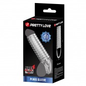 Прозрачная насадка на пенис с ребрышками и подхватом мошонки - Baile - в Долгопрудном купить с доставкой