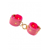 Розовые двуслойные кожаные наручники-браслеты - Pecado - купить с доставкой в Долгопрудном