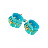 Голубые однослойные кожаные наручники - Pecado - купить с доставкой в Долгопрудном