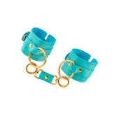 Голубые однослойные кожаные наручники - Pecado - купить с доставкой в Долгопрудном