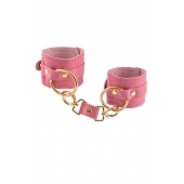 Розовые однослойные кожаные наручники - Pecado - купить с доставкой в Долгопрудном