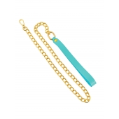 Голубой кожаный поводок с карабином для ошейника - 80 см. - Pecado - купить с доставкой в Долгопрудном