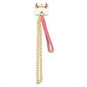 Розовый кожаный поводок с карабином для ошейника - 80 см. - Pecado - купить с доставкой в Долгопрудном