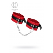 Красно-черные мягкие оковы с одним ремешком и люверсами - Pecado - купить с доставкой в Долгопрудном