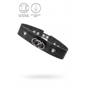 Черный чокер-ошейник со связанными кольцами на подложке - Pecado - купить с доставкой в Долгопрудном