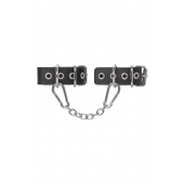 Черные кожаные наручники-браслеты из одного ремешка с люверсами - Pecado - купить с доставкой в Долгопрудном