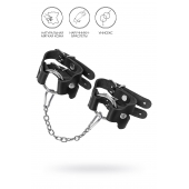 Черные кожаные наручники-браслеты из двух ремешков - Pecado - купить с доставкой в Долгопрудном