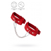 Красные кожаные узкие оковы со скруглёнными углами - Pecado - купить с доставкой в Долгопрудном