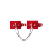 Красные мягкие кожаные оковы с люверсами - Pecado - купить с доставкой в Долгопрудном