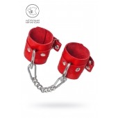 Красные мягкие кожаные наручники с люверсами - Pecado - купить с доставкой в Долгопрудном