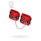 Красно-черные мягкие оковы с двумя ремешками с люверсами - Pecado - купить с доставкой в Долгопрудном