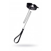 Кожаный двухслойный ошейник с красной строчкой и поводком - Pecado - купить с доставкой в Долгопрудном