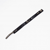 Черный кожаный ошейник с золотистой фурнитурой - Crazy Handmade - купить с доставкой в Долгопрудном