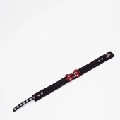 Черный ошейник с красным декором и строчкой - Crazy Handmade - купить с доставкой в Долгопрудном