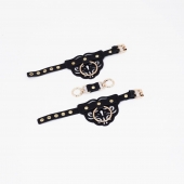 Черные наручники с золотистой фурнитурой - Crazy Handmade - купить с доставкой в Долгопрудном