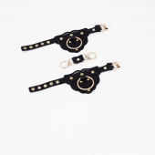 Черные наручники с золотистой фурнитурой - Crazy Handmade - купить с доставкой в Долгопрудном