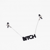 Зажимы на соски с кожаной подвеской Bitch - Crazy Handmade - купить с доставкой в Долгопрудном