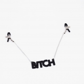 Зажимы на соски с кожаной подвеской Bitch - Crazy Handmade - купить с доставкой в Долгопрудном