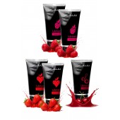 Набор из 5 съедобных лубрикантов JUJU (клубника х 2, малина х 2, вишня) - JuJu - купить с доставкой в Долгопрудном