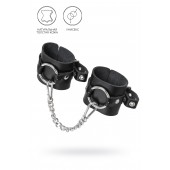 Черные наручники из толстой натуральной кожи с люверсами - Pecado - купить с доставкой в Долгопрудном