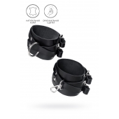 Черные кожаные оковы с двумя перекрёстными ремешками - Pecado - купить с доставкой в Долгопрудном