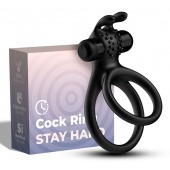 Черное эрекционное виброкольцо с подхватом мошонки Stay Hard - Boys of Toys - в Долгопрудном купить с доставкой