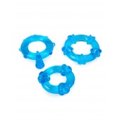 Набор из 3 синих эрекционных колец с различным рельефом - Erowoman-Eroman - в Долгопрудном купить с доставкой