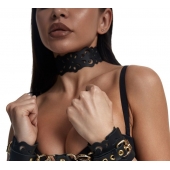 Черный ажурный чокер с золотистой фурнитурой - Crazy Handmade - купить с доставкой в Долгопрудном