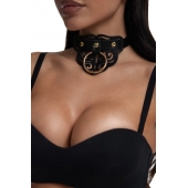 Черный чокер с клепками и золотистой фурнитурой - Crazy Handmade - купить с доставкой в Долгопрудном