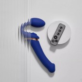 Синий безремневой страпон Multi Orgasm Bendable Strap-On size XL с клиторальной стимуляцией - Strap-on-me - купить с доставкой в Долгопрудном