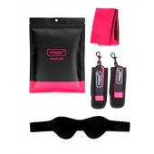 Черно-розовый эротический набор: маска, наручники и повязка - Erokay - купить с доставкой в Долгопрудном