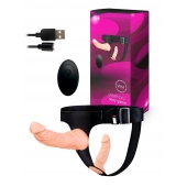 Женский страпон с 2 насадками, вибрацией и пультом ДУ - Erowoman-Eroman - купить с доставкой в Долгопрудном