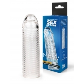 Прозрачная закрытая насадка на пенис с ребрышками - 16 см. - Sex Expert - в Долгопрудном купить с доставкой