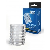 Прозрачная сквозная насадка на пенис с ребрышками - Sex Expert - в Долгопрудном купить с доставкой