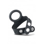 Черное эрекционное кольцо с подхватом мошонки на кнопках VS6 - Blush Novelties - в Долгопрудном купить с доставкой