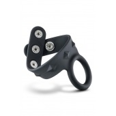 Черное эрекционное кольцо с подхватом мошонки на кнопках VS6 - Blush Novelties - в Долгопрудном купить с доставкой