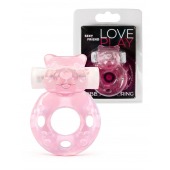 Розовое эрекционное виброкольцо в форме мишки - 1137 - в Долгопрудном купить с доставкой